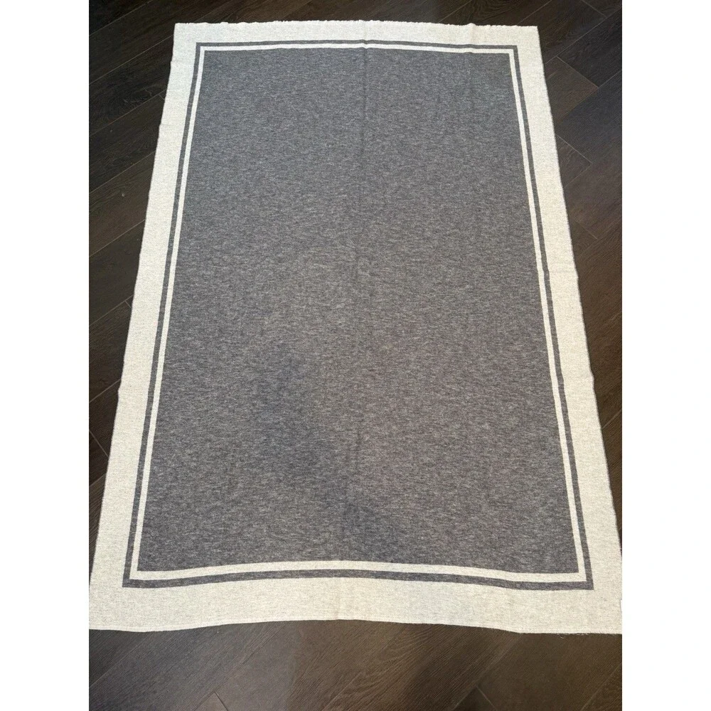 Sferra Fine Linens Viletta Throw Blanket Gray Tan 53x78 Cashmere Wool Cotton Bld